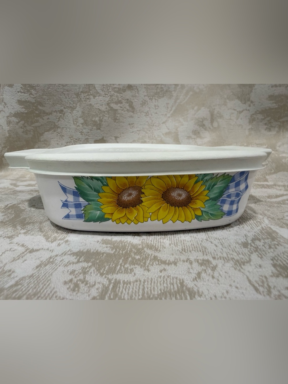 Vintage CorningWare Sunflower Square Casserole w/ Lid 1 qt A-1-B USA Sunsation